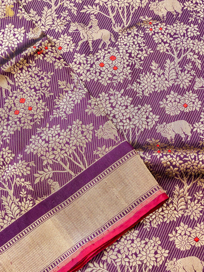 Handloom Banarasi Katan Silk Shikargah Jungle Saree