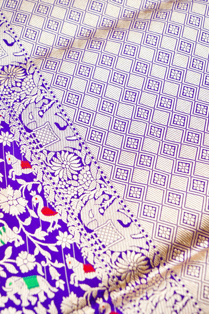 Handloom Banarasi Katan Shikargah Saree