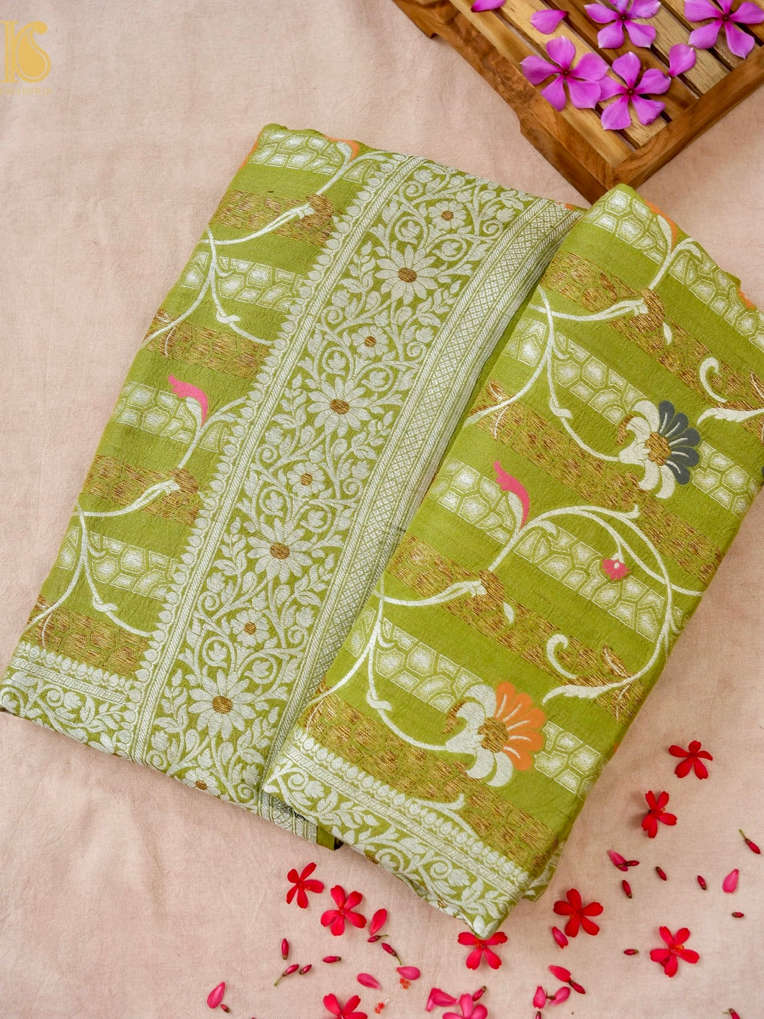 Handloom Banarasi Tussar by Georgette Silk Saree