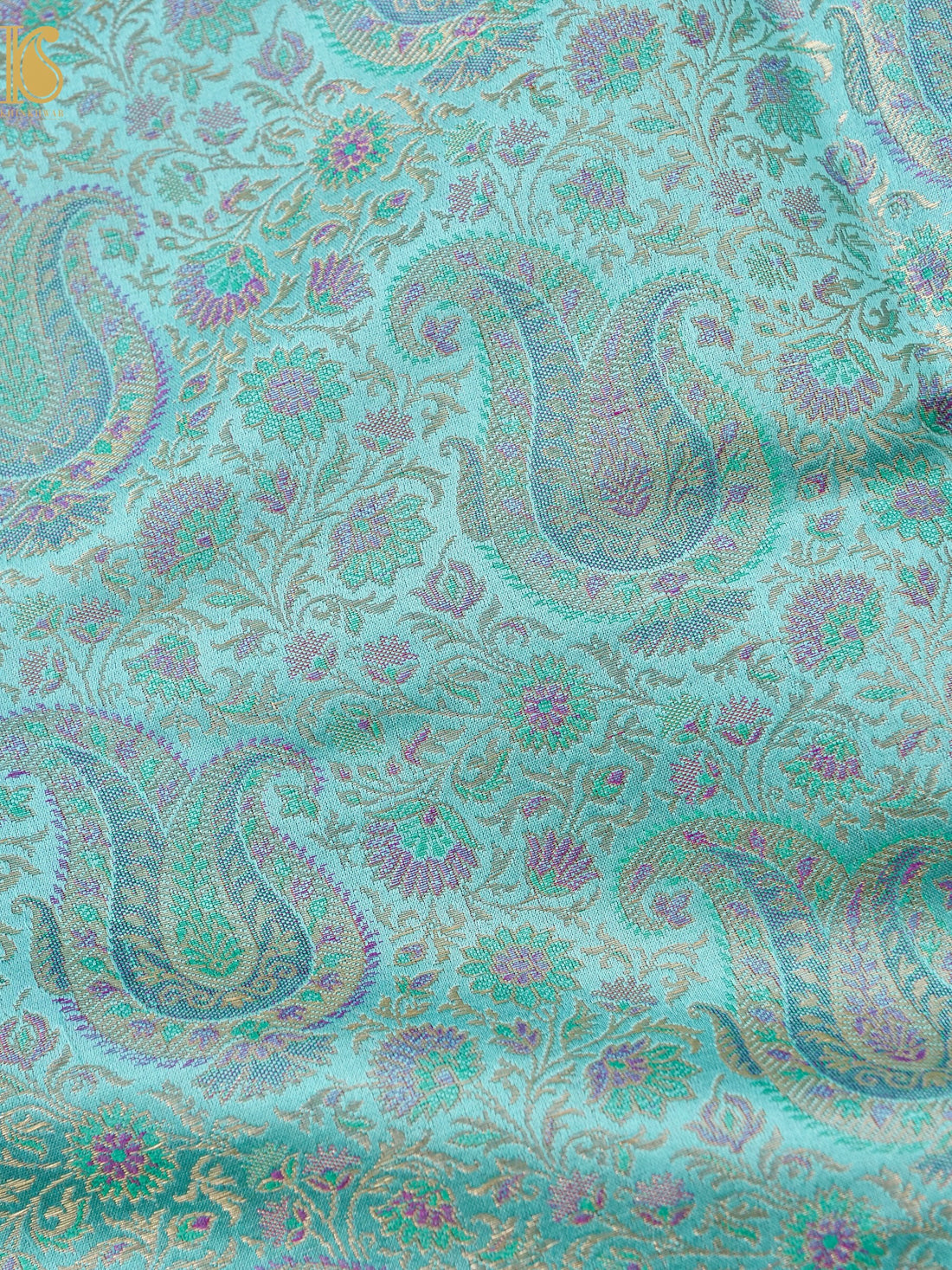 Handloom Banarasi Kalka Ambi Tanchoi Silk Fabric