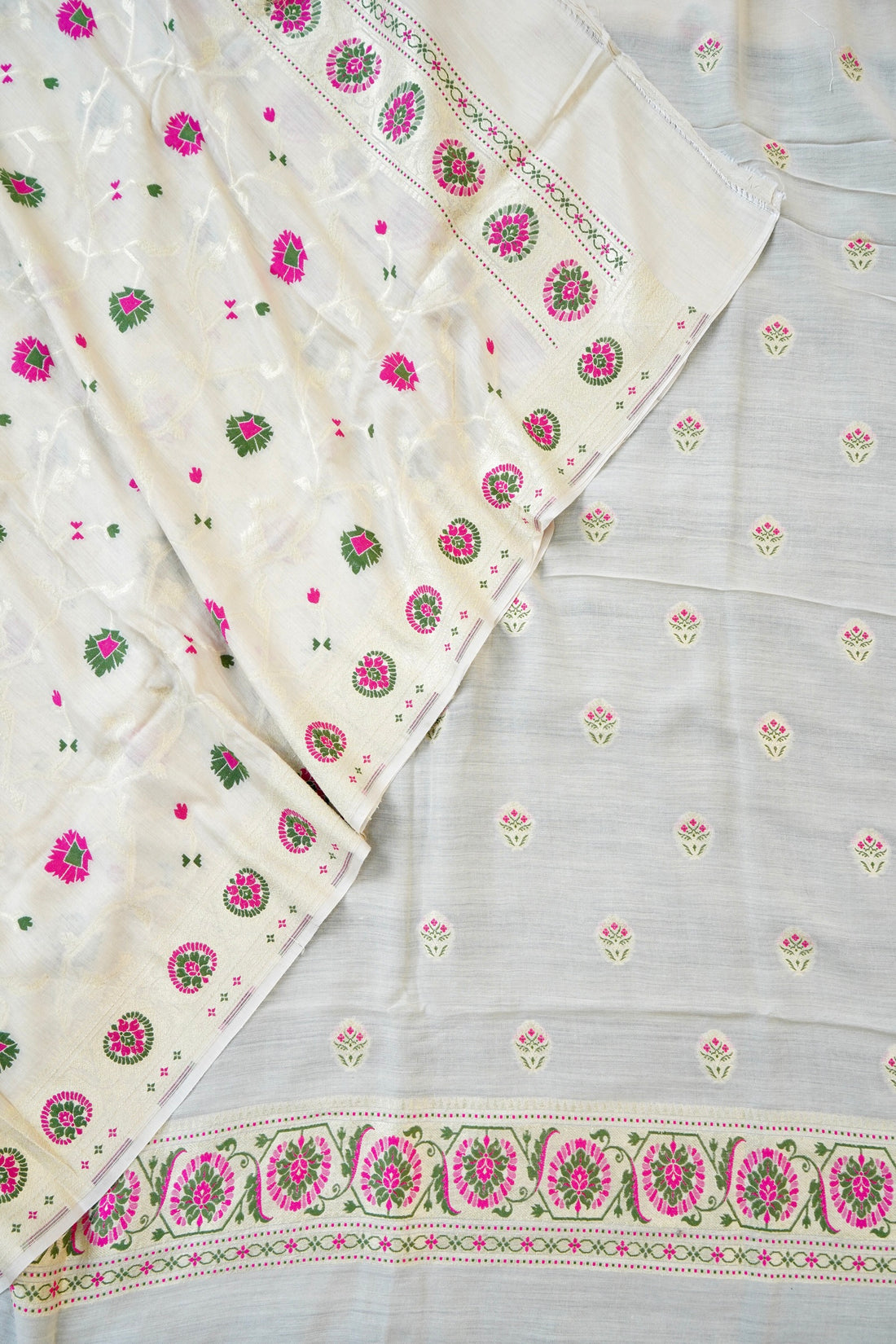 Moonga Silk Handloom Banarasi Dyeable Suit Fabric