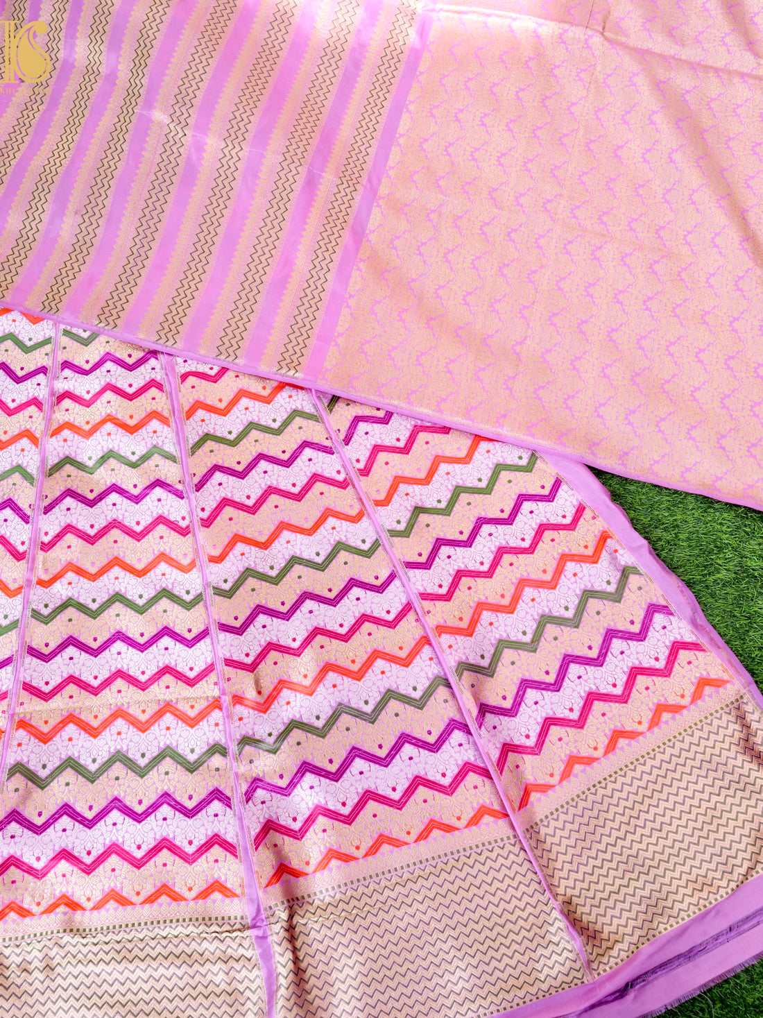 Handloom Banarasi Katan Silk Kalidar Rangtaal Lehenga