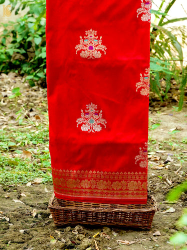 Handwoven Pure Sateen Silk Kadwa Banarasi Saree