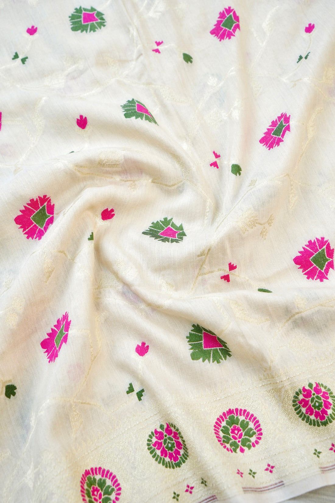 Moonga Silk Handloom Banarasi Dyeable Suit Fabric