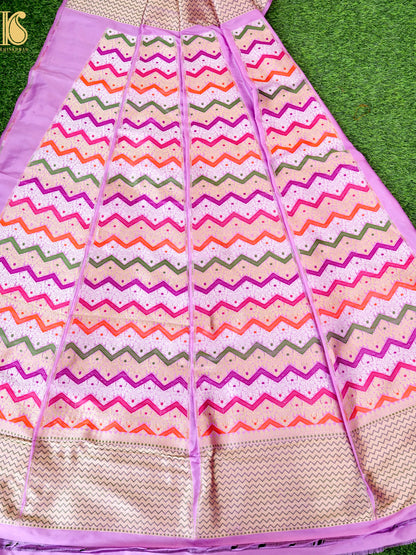 Handloom Banarasi Katan Silk Kalidar Rangtaal Lehenga