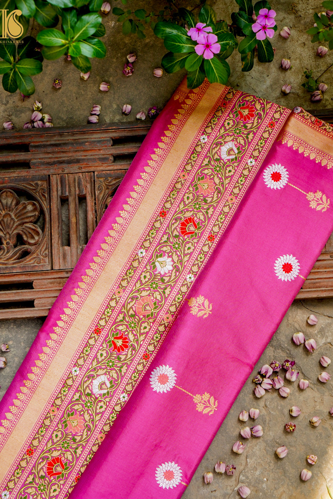 Banarasi Handloom Pure Katan Silk Kadwa Saree with Tilfi Border