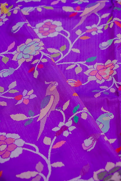 Handloom Banarasi Real Silver Zari Ektara Bird Cotton Saree