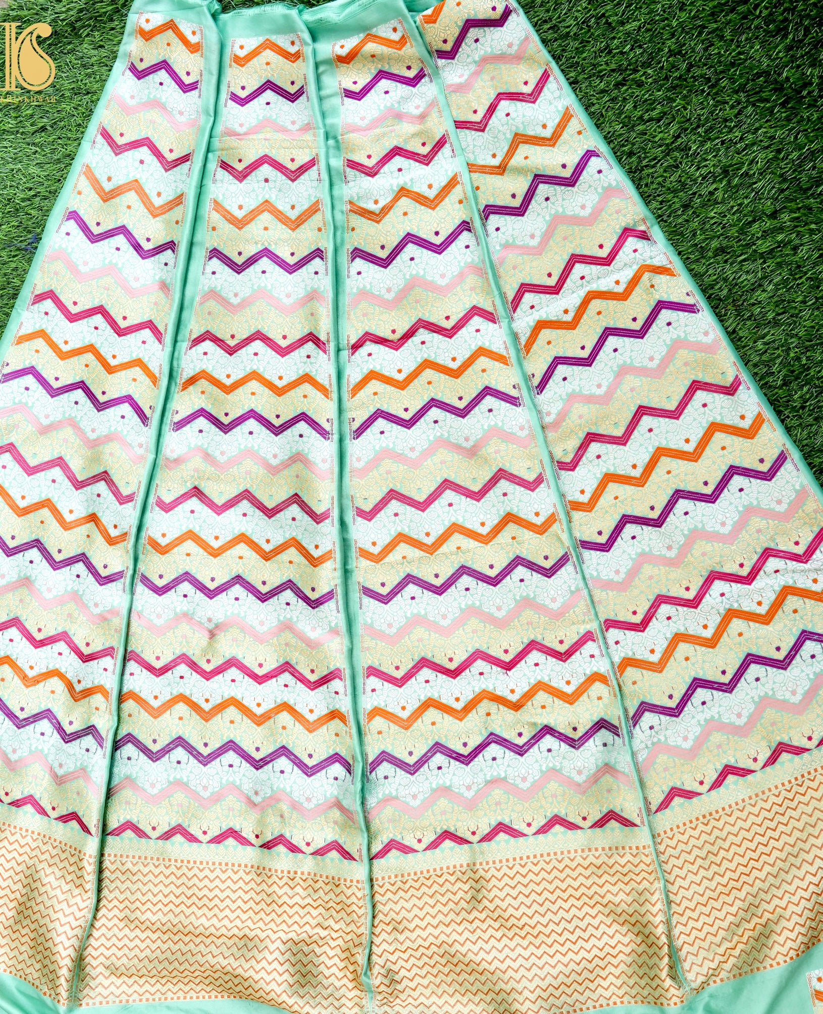Handloom Banarasi Katan Silk Kalidar Rangtaal Lehenga