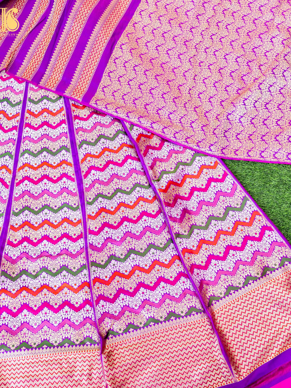 Handloom Banarasi Katan Silk Kalidar Rangtaal Lehenga