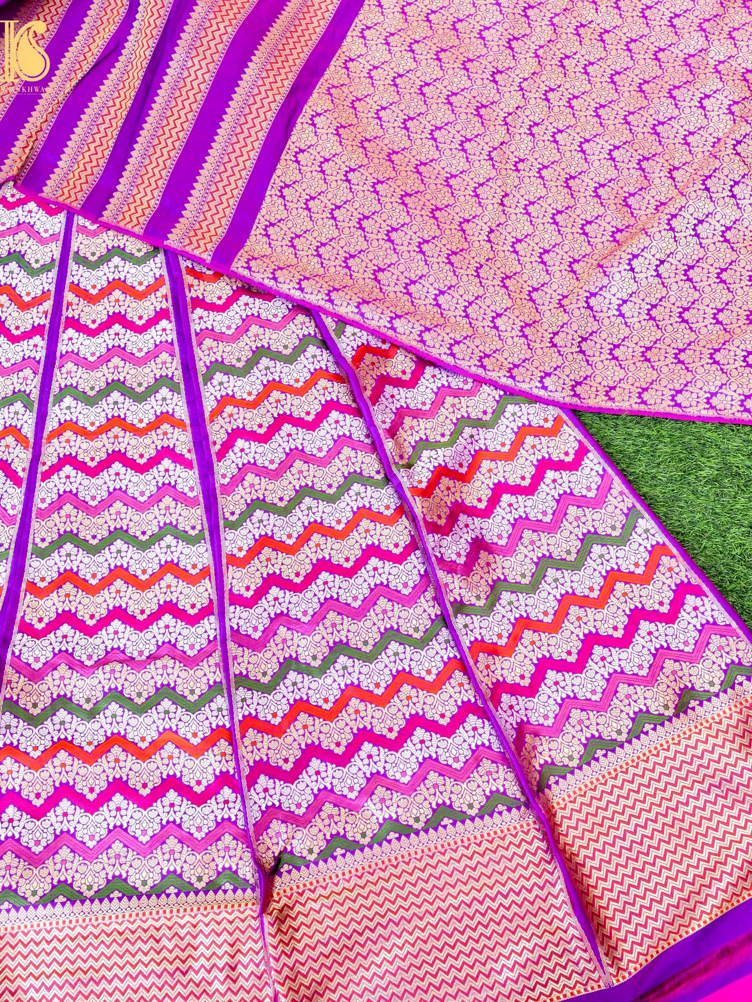 Handloom Banarasi Katan Silk Kalidar Rangtaal Lehenga