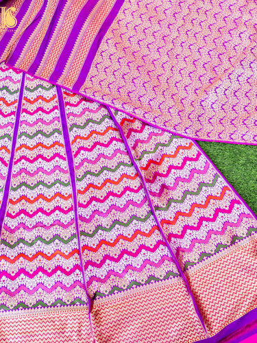 Handloom Banarasi Katan Silk Kalidar Rangtaal Lehenga