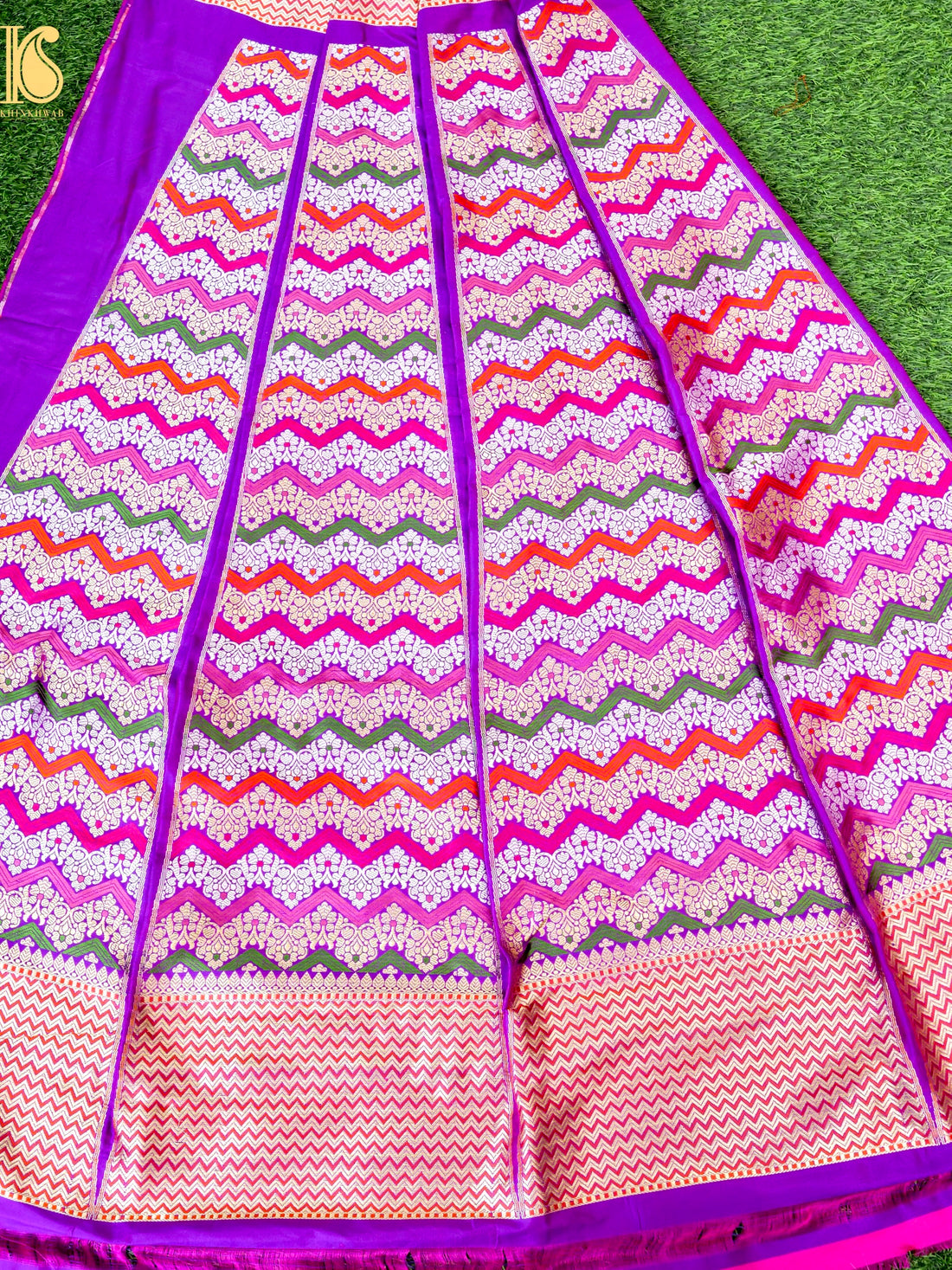 Handloom Banarasi Katan Silk Kalidar Rangtaal Lehenga