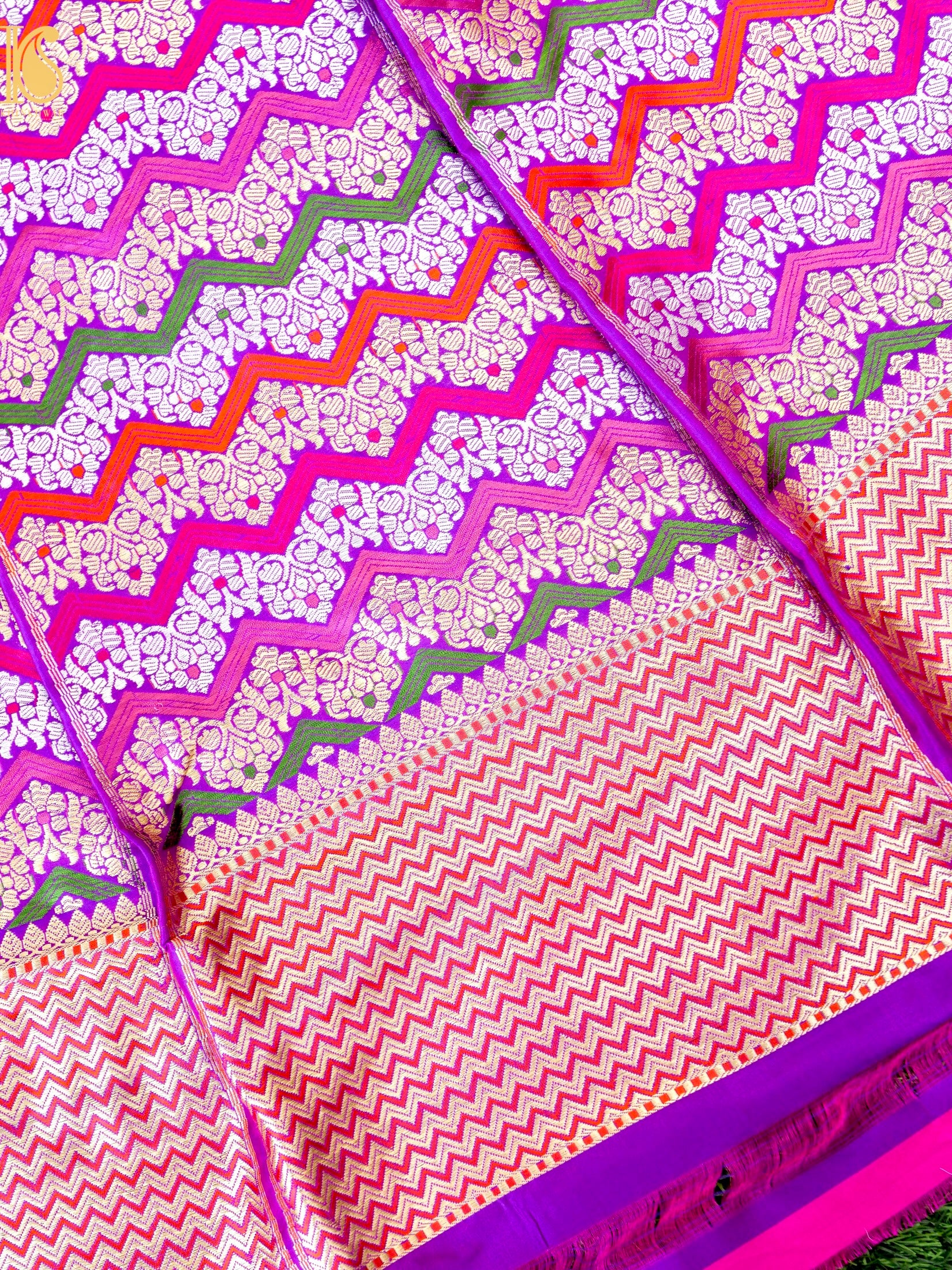Handloom Banarasi Katan Silk Kalidar Rangtaal Lehenga