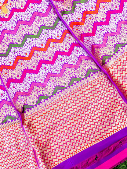 Handloom Banarasi Katan Silk Kalidar Rangtaal Lehenga
