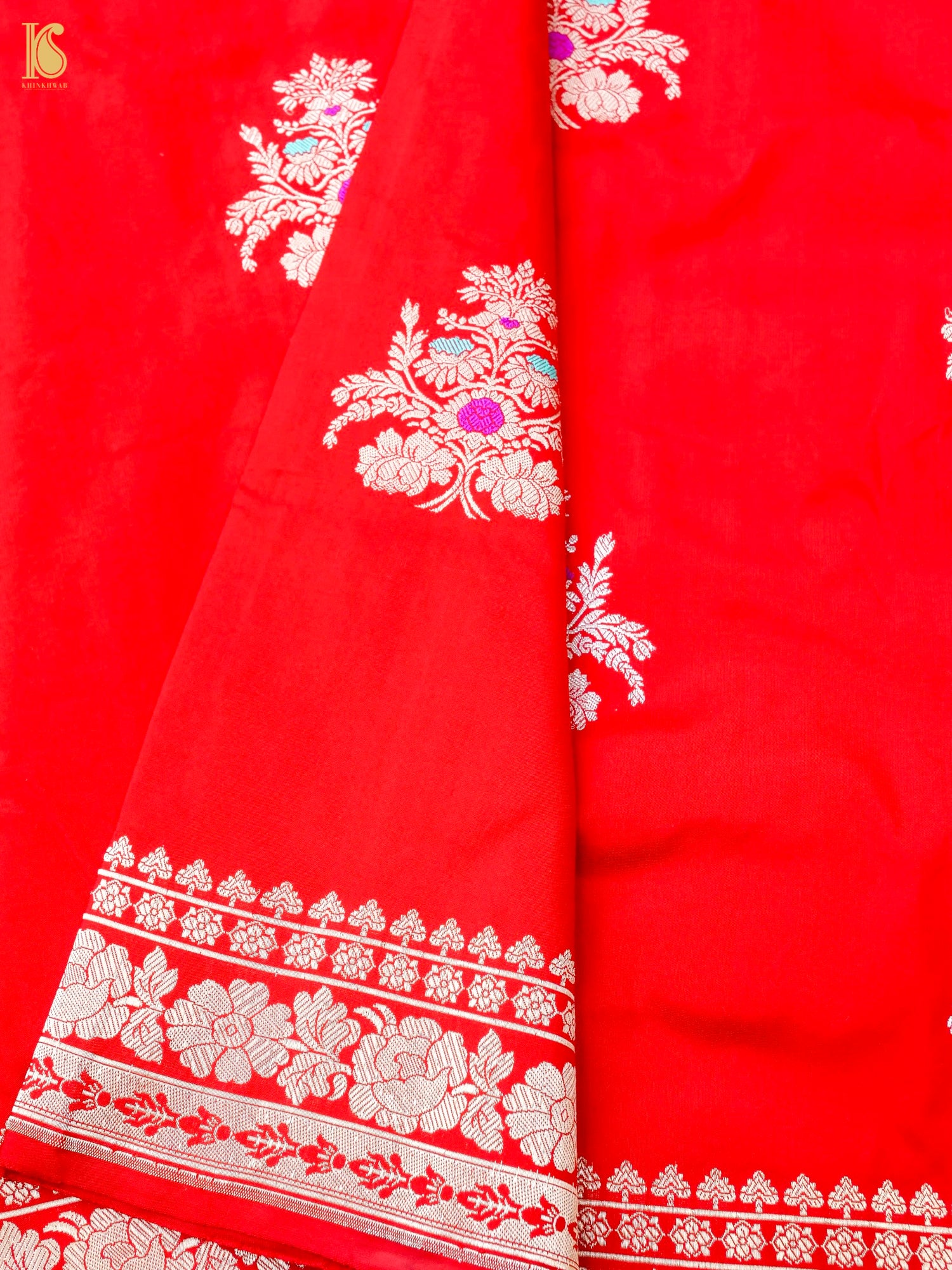 Handwoven Pure Sateen Silk Kadwa Banarasi Saree