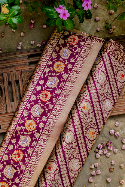 Handloom Banarasi Silk Meena Brocade Saree with Kadwa Border