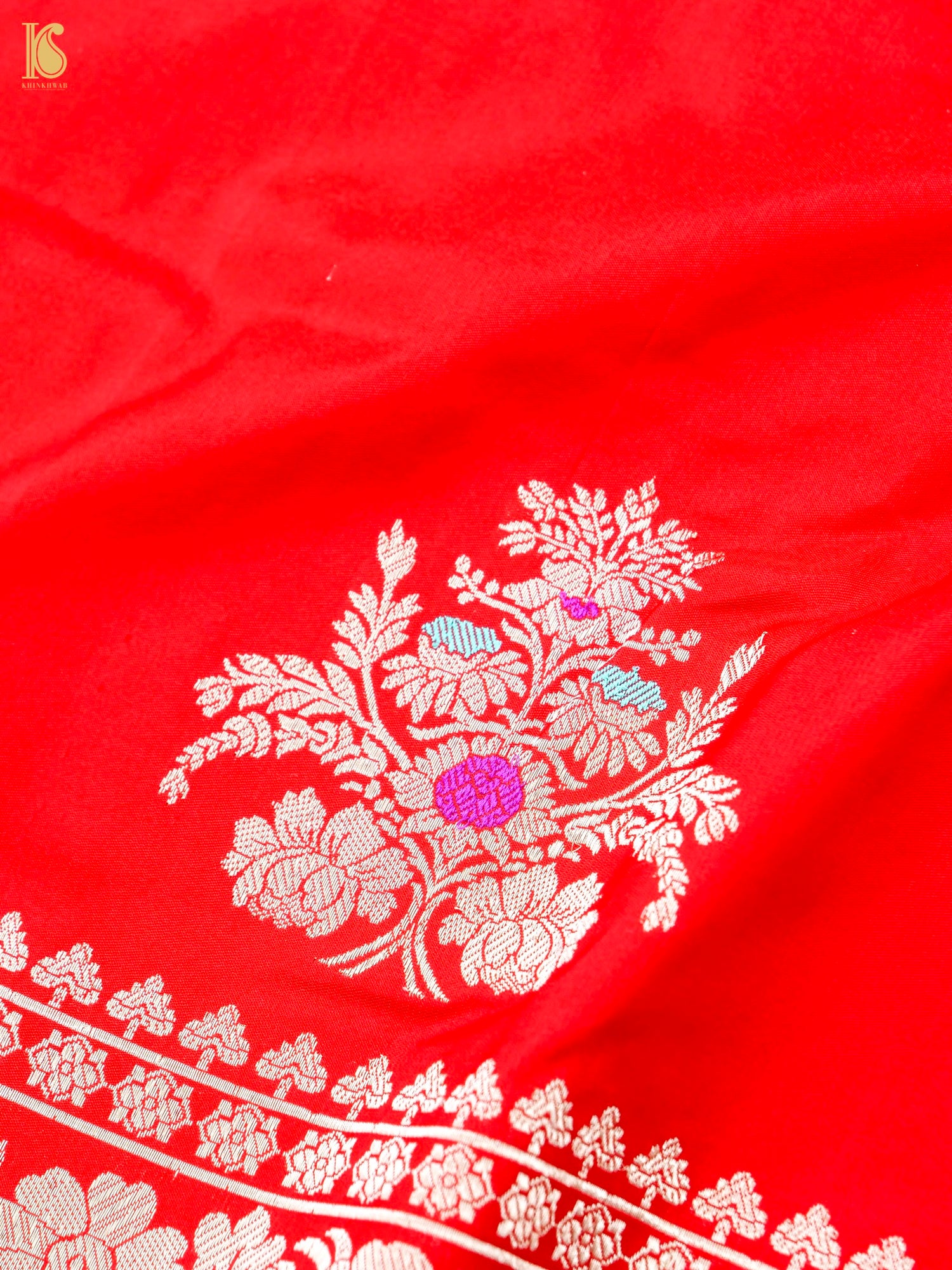 Handwoven Pure Sateen Silk Kadwa Banarasi Saree