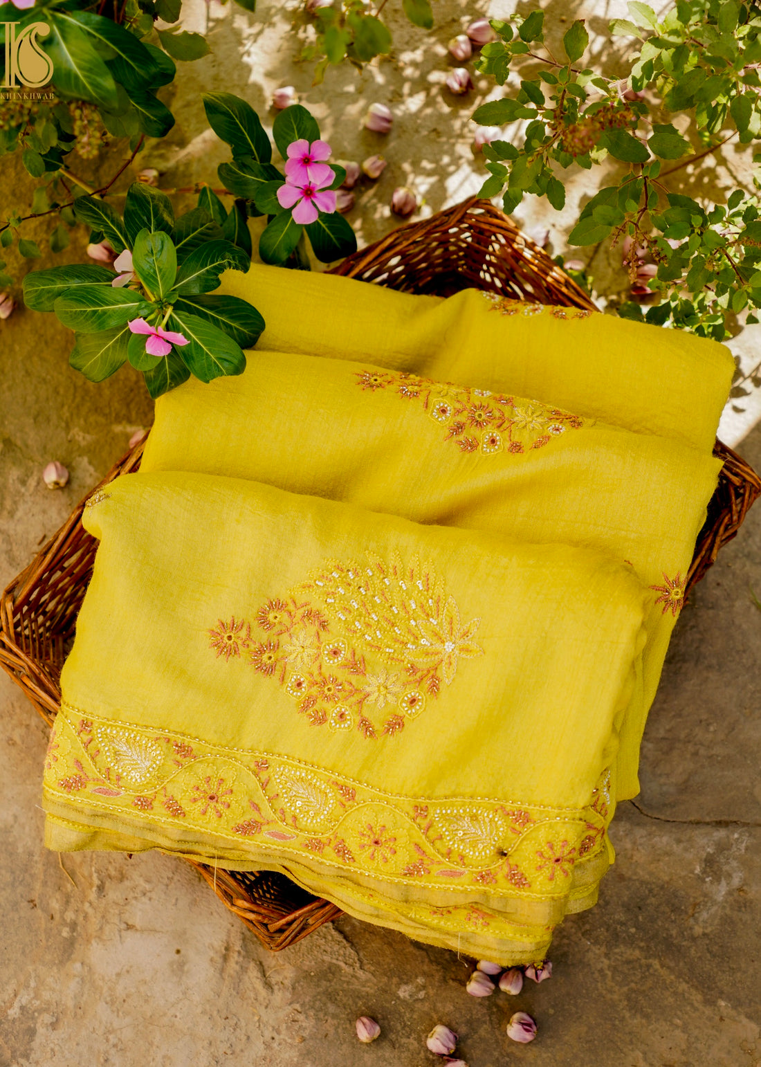 Chikankari Moonga Tussar Silk Saree