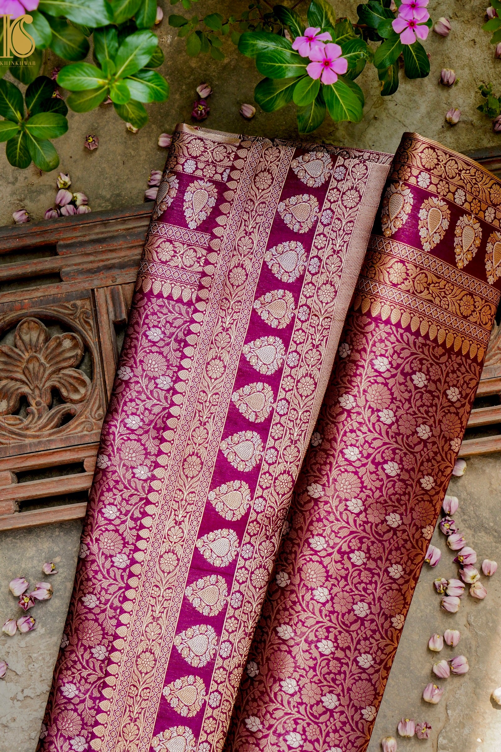 Handloom Banarasi Silk Meena Brocade Saree with Kadwa Border