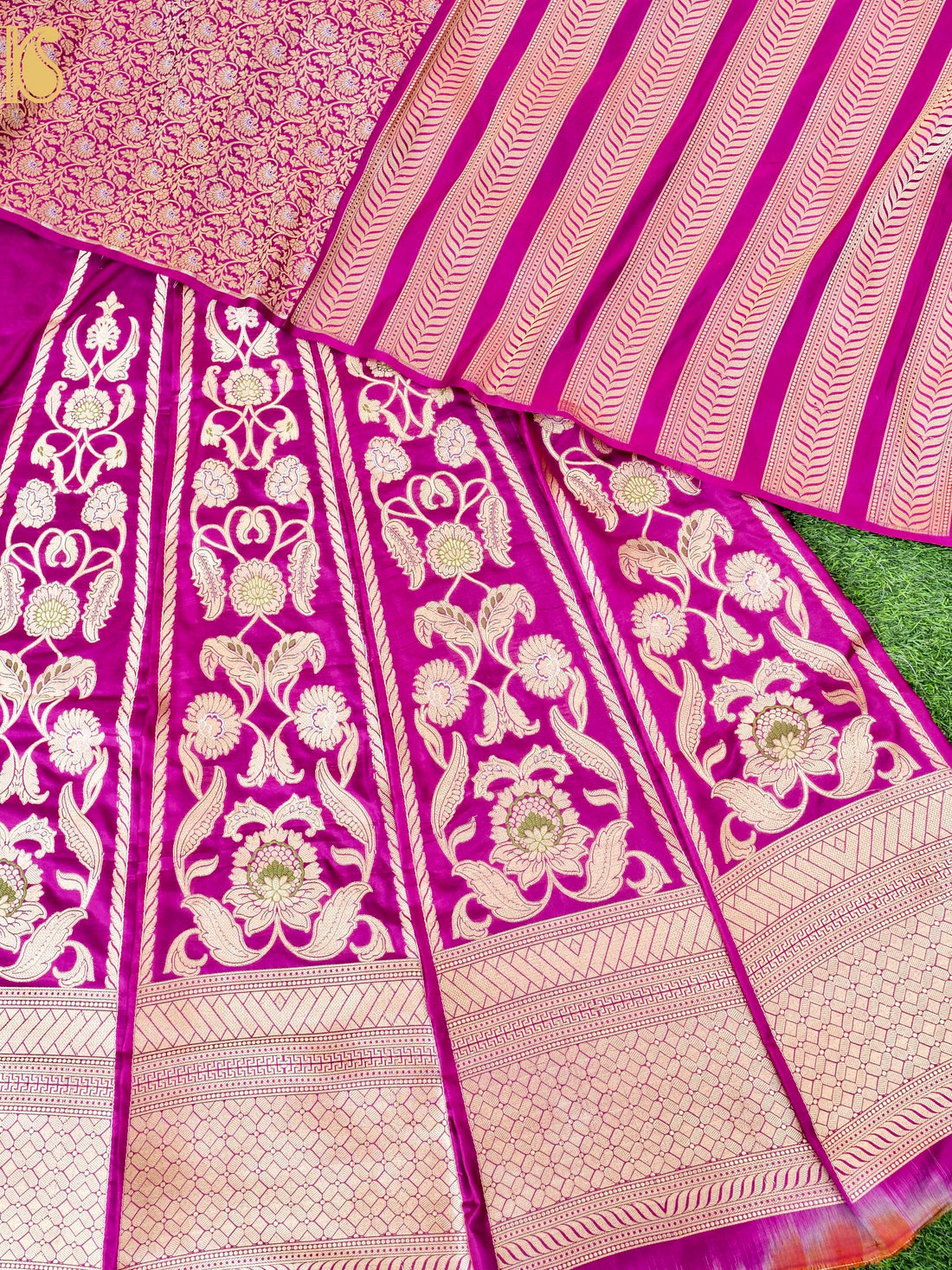 Handloom Banarasi Katan Silk Kalidar Madhumalti Lehenga