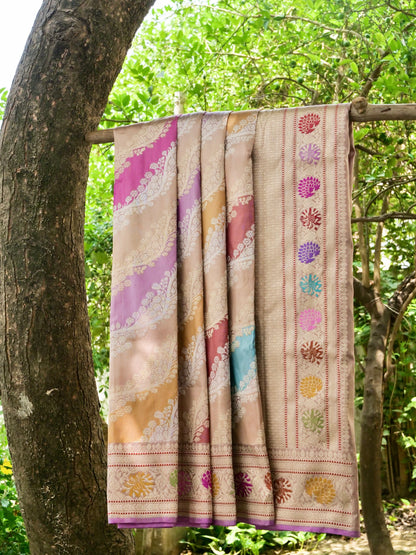 Handloom Banarasi Pure Katan Silk Rangkat Kadwa Saree