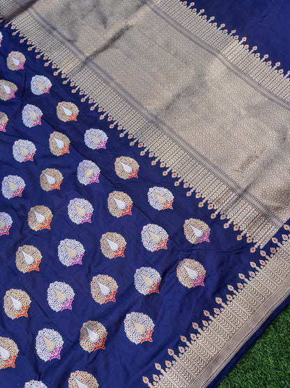 Banarasi Handwoven Katan SIlk Kadwa Mor Saree