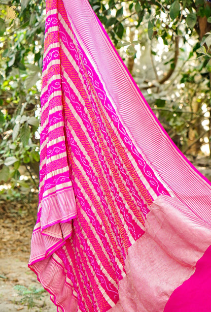 Handloom Banarasi Georgette Bandhani Stripes Dupatta