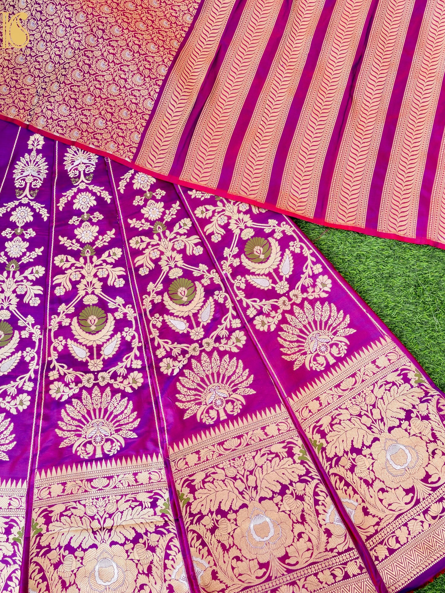 Handloom Banarasi Katan Silk Kalidar Pankha Booti Lehenga