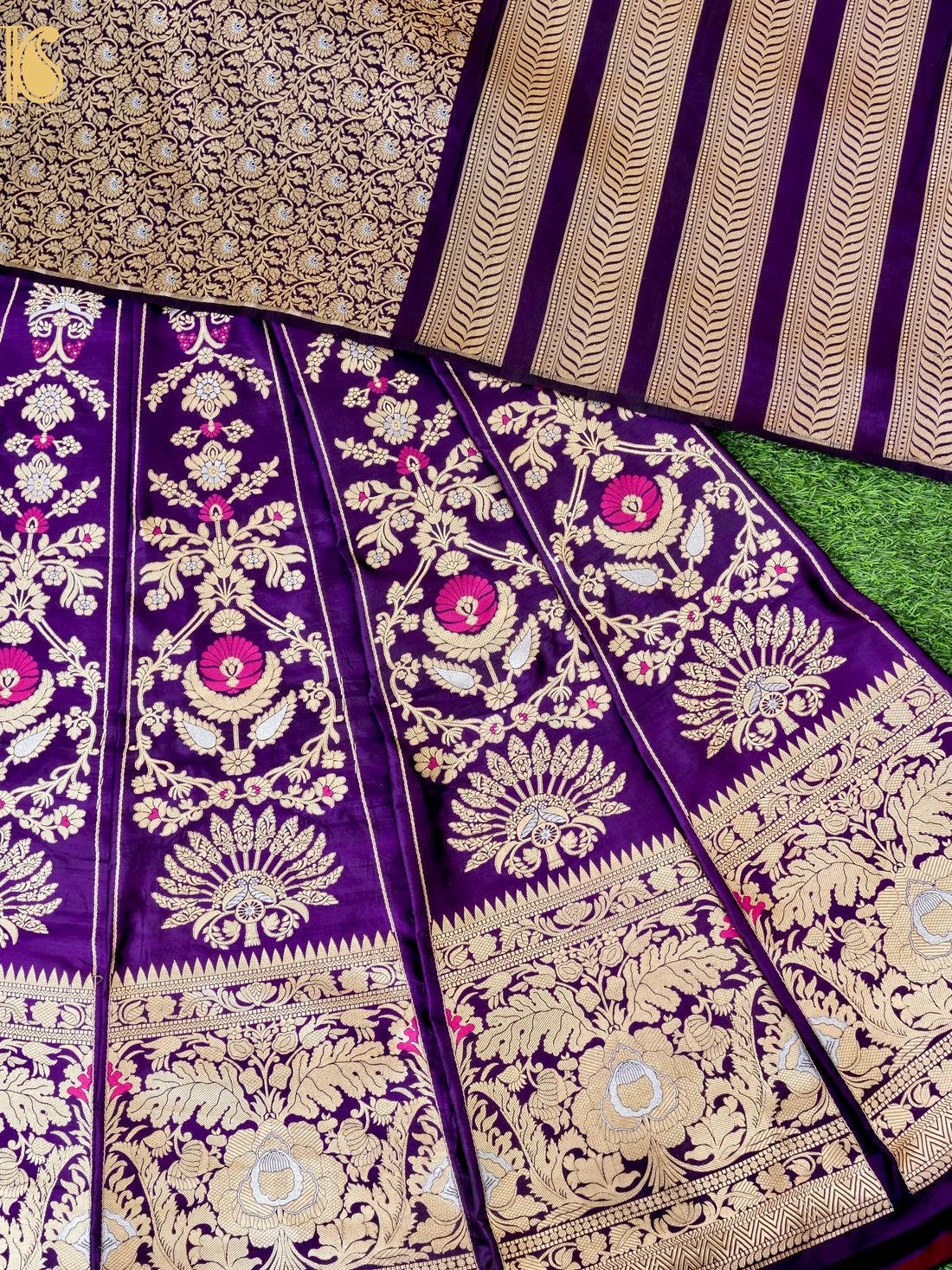 Handloom Banarasi Katan Silk Kalidar Pankha Booti Lehenga