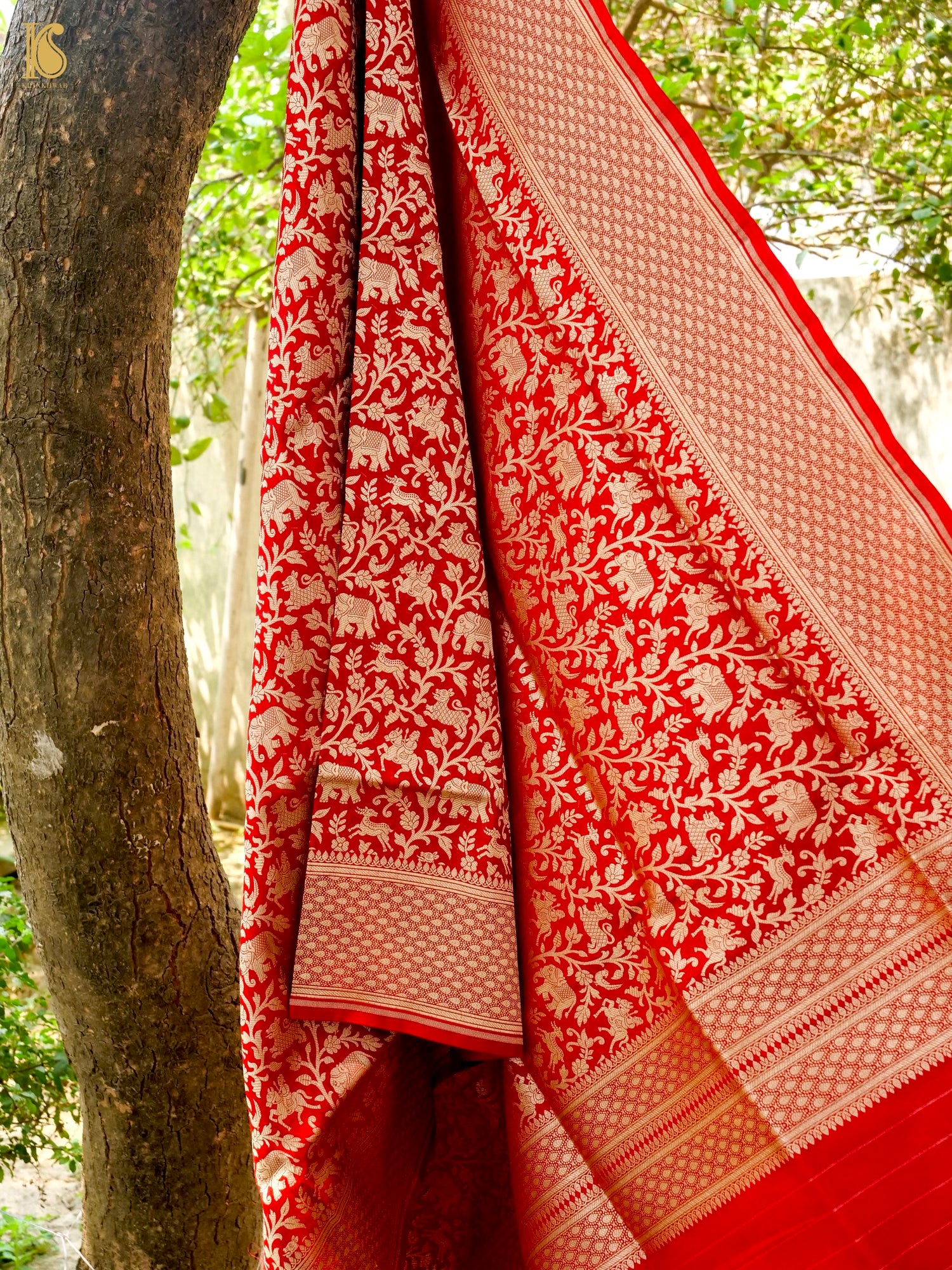 Handloom Banarasi Katan Silk Shikargah Dupatta