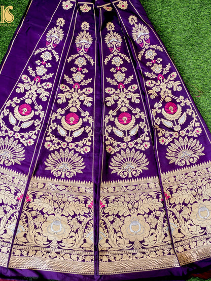Handloom Banarasi Katan Silk Kalidar Pankha Booti Lehenga