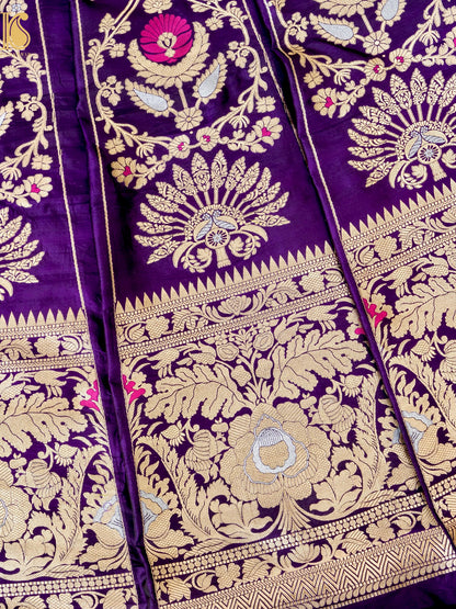 Handloom Banarasi Katan Silk Kalidar Pankha Booti Lehenga