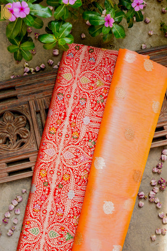 Kora Handloom Banarasi Saree with Kadwa Katan Border