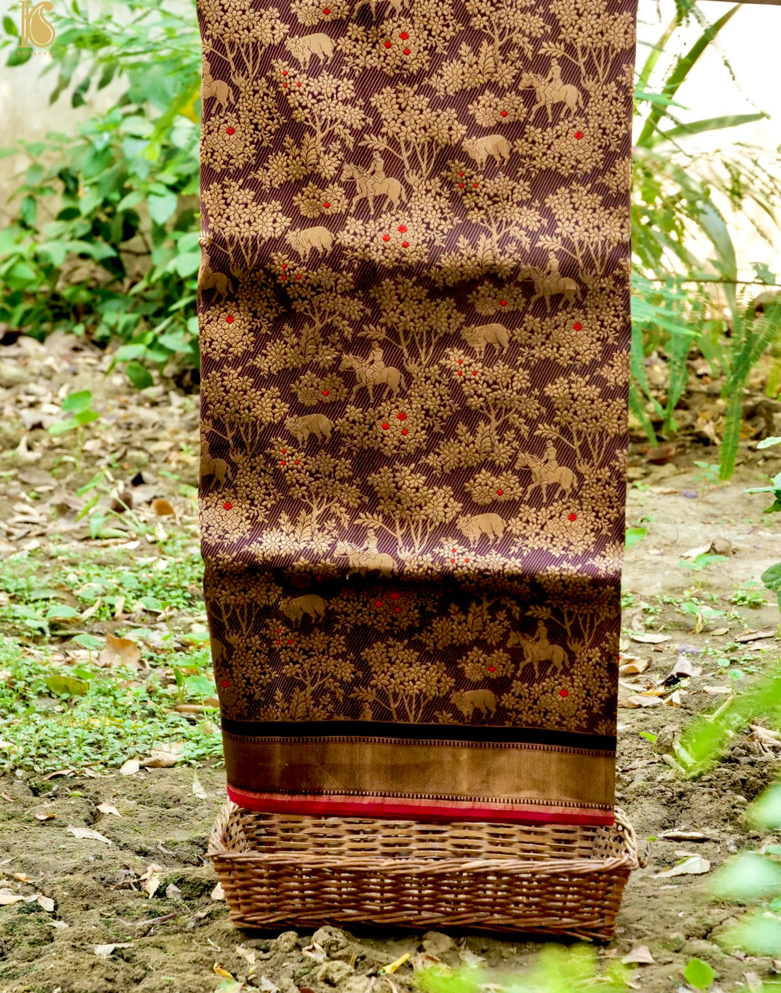 Handloom Banarasi Katan Silk Shikargah Jungle Saree