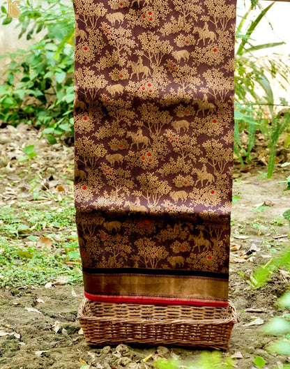 Handloom Banarasi Katan Silk Shikargah Jungle Saree