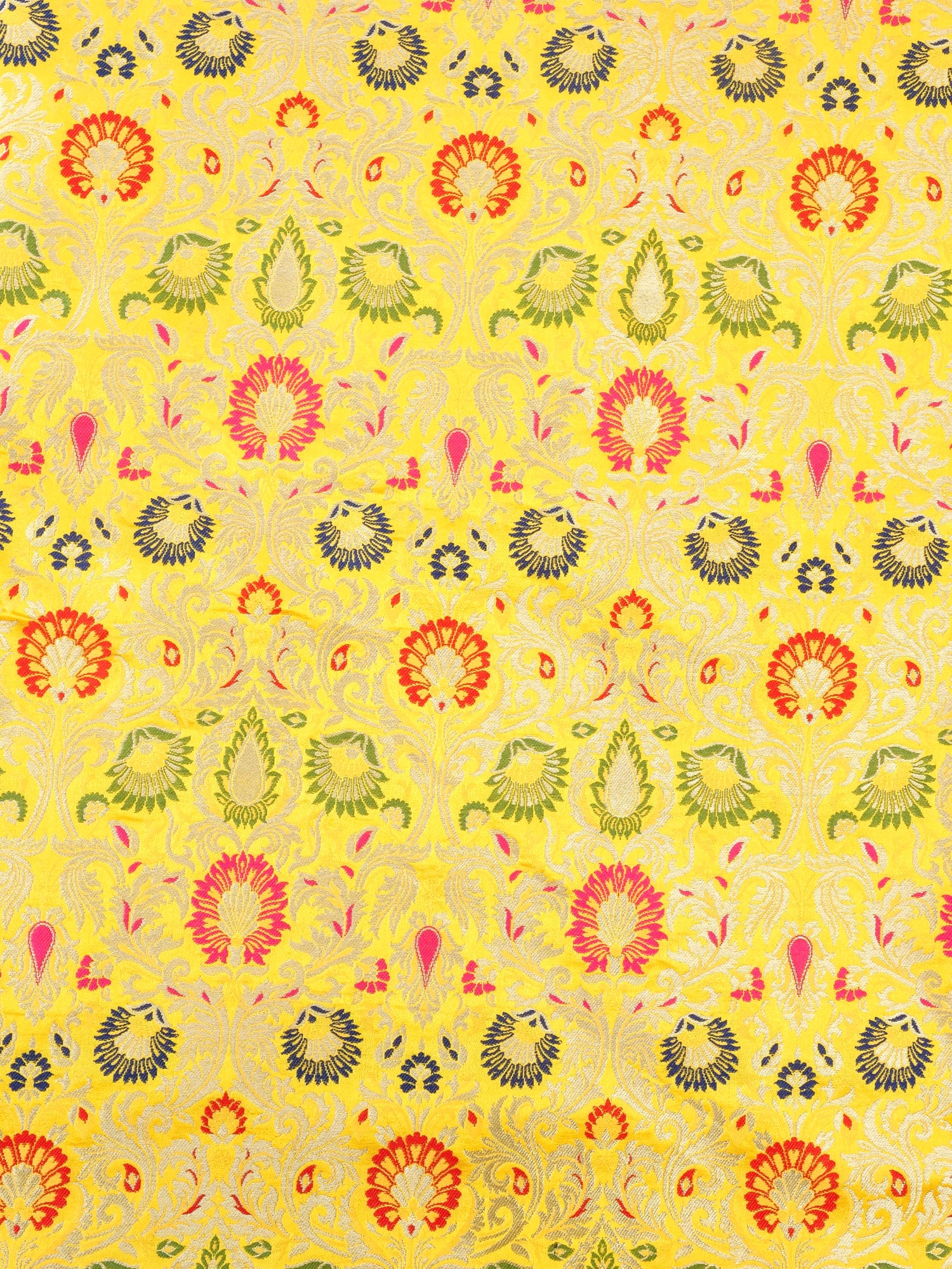 Yellow Kinkhab / Kimkhab Brocade Banarasi Fabric