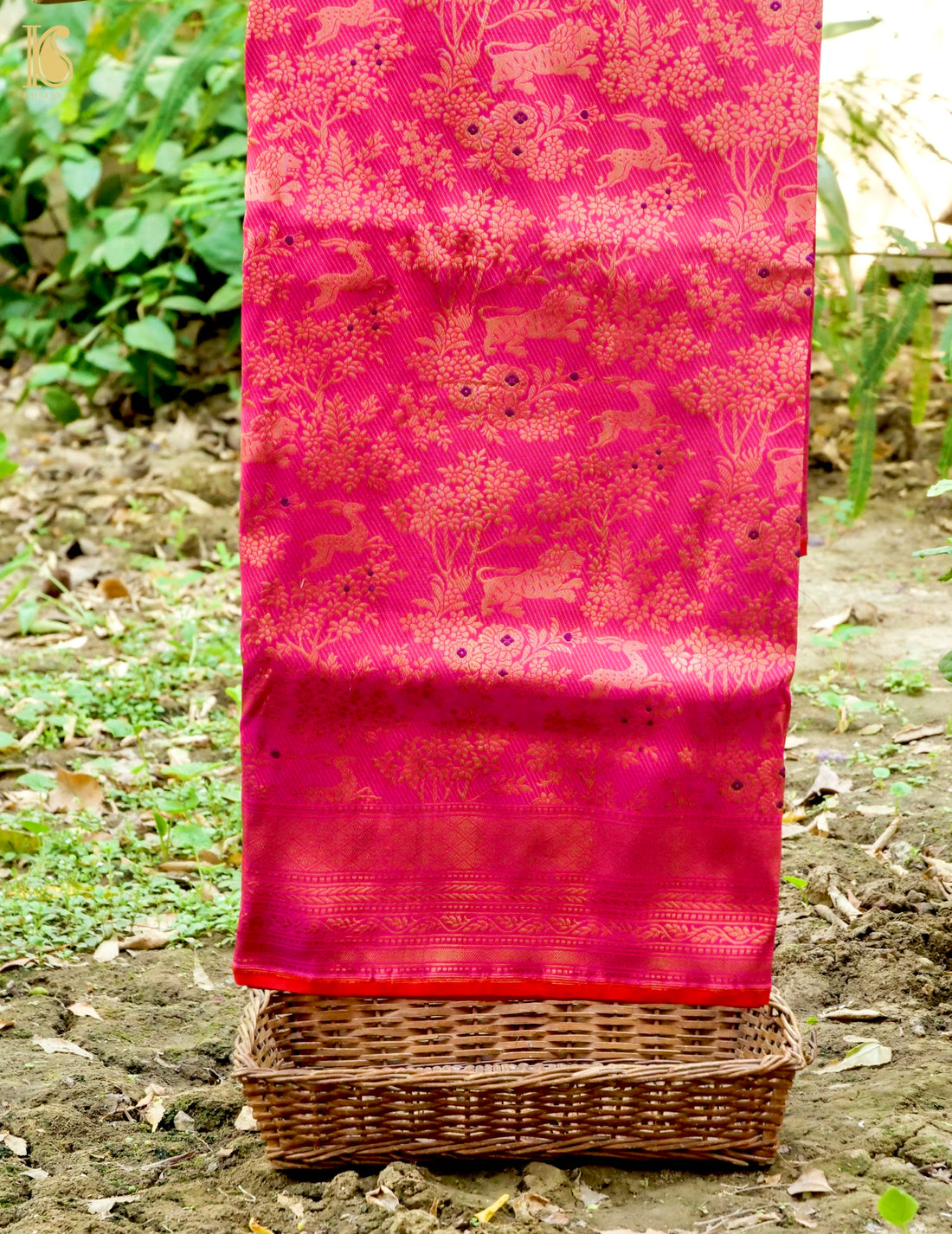 Handloom Banarasi Katan Silk Shikargah Jungle Saree