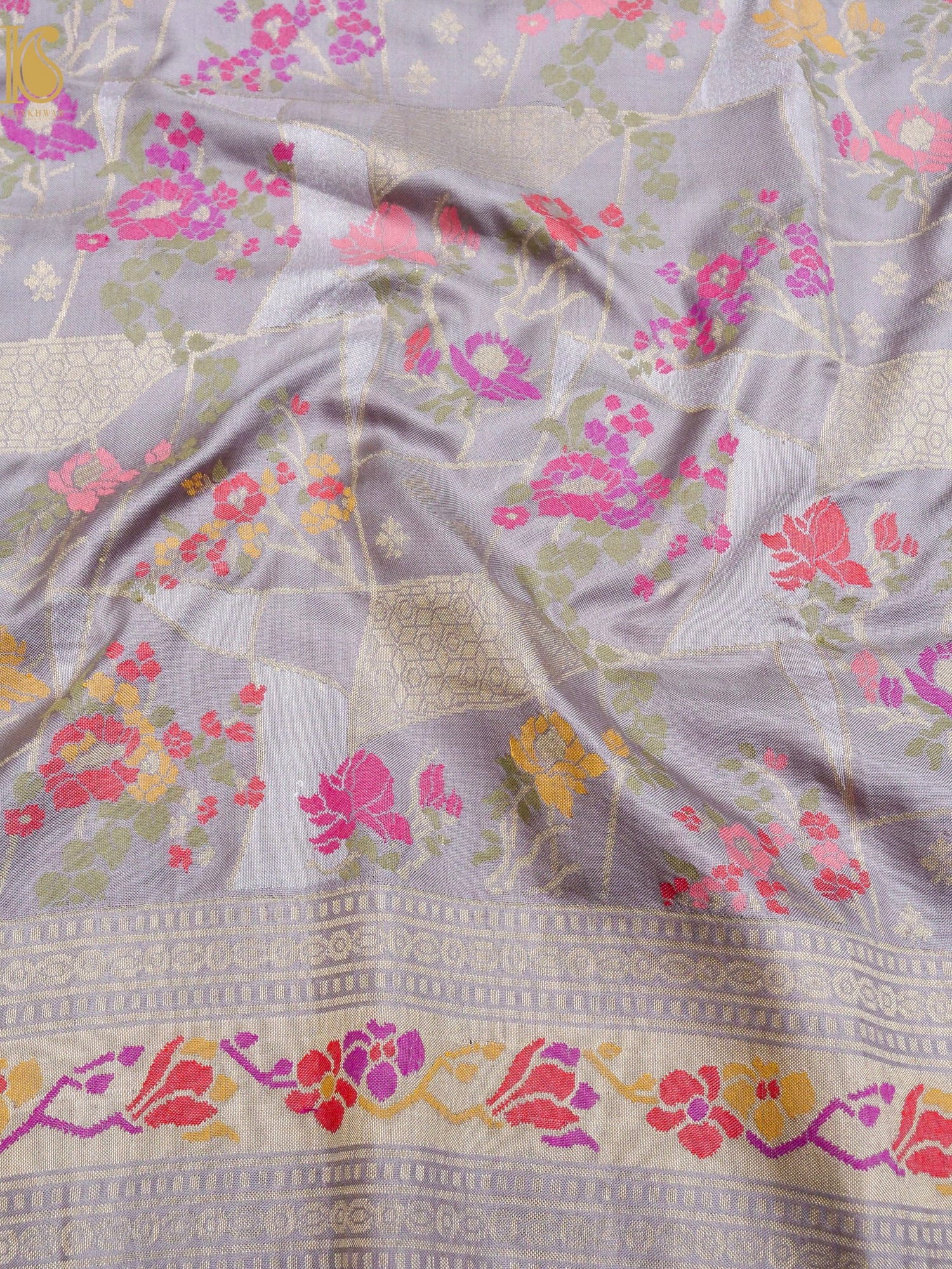 Handloom Banarasi Pure Kora Ektara Kadwa Meenakari Saree