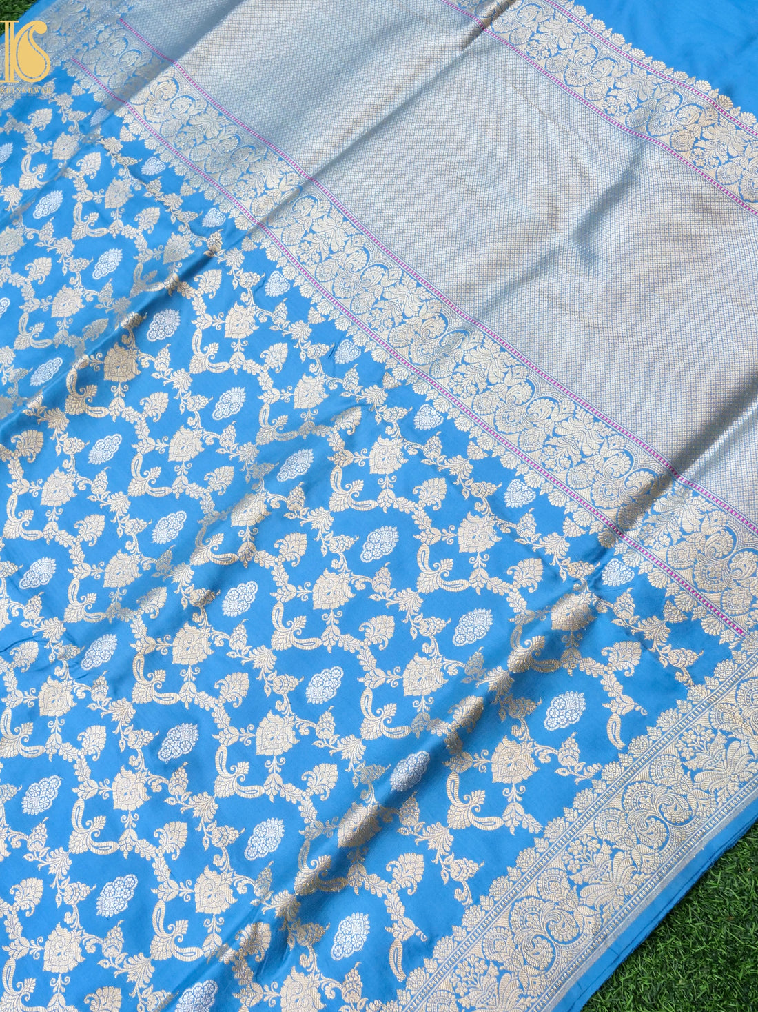 Banarasi Handloom Pure Katan Silk Kadwa Blue Saree