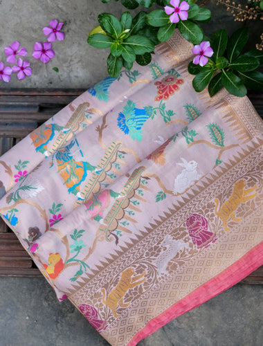Tissue by Katan Silk Handwoven Banarasi Shikargah Saree
