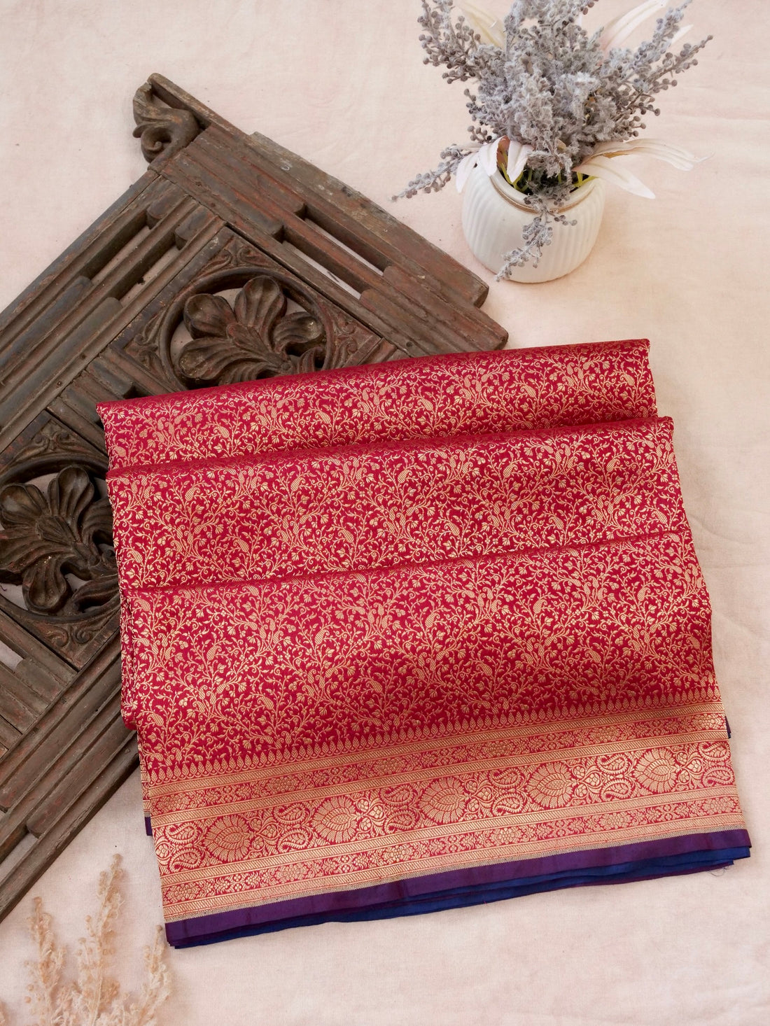Handloom Banarasi Katan Silk Zari Tanchoi Saree