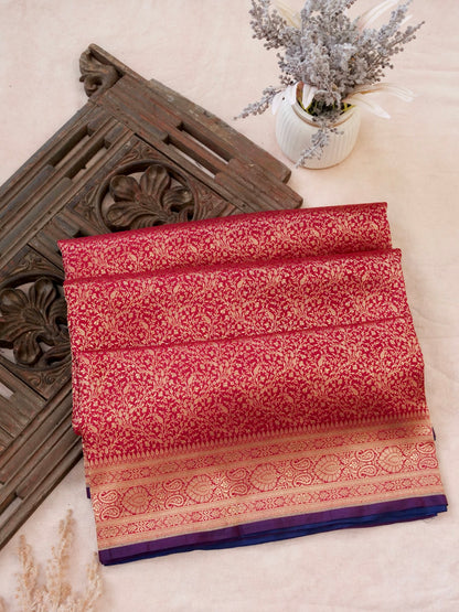 Handloom Banarasi Katan Silk Zari Tanchoi Saree