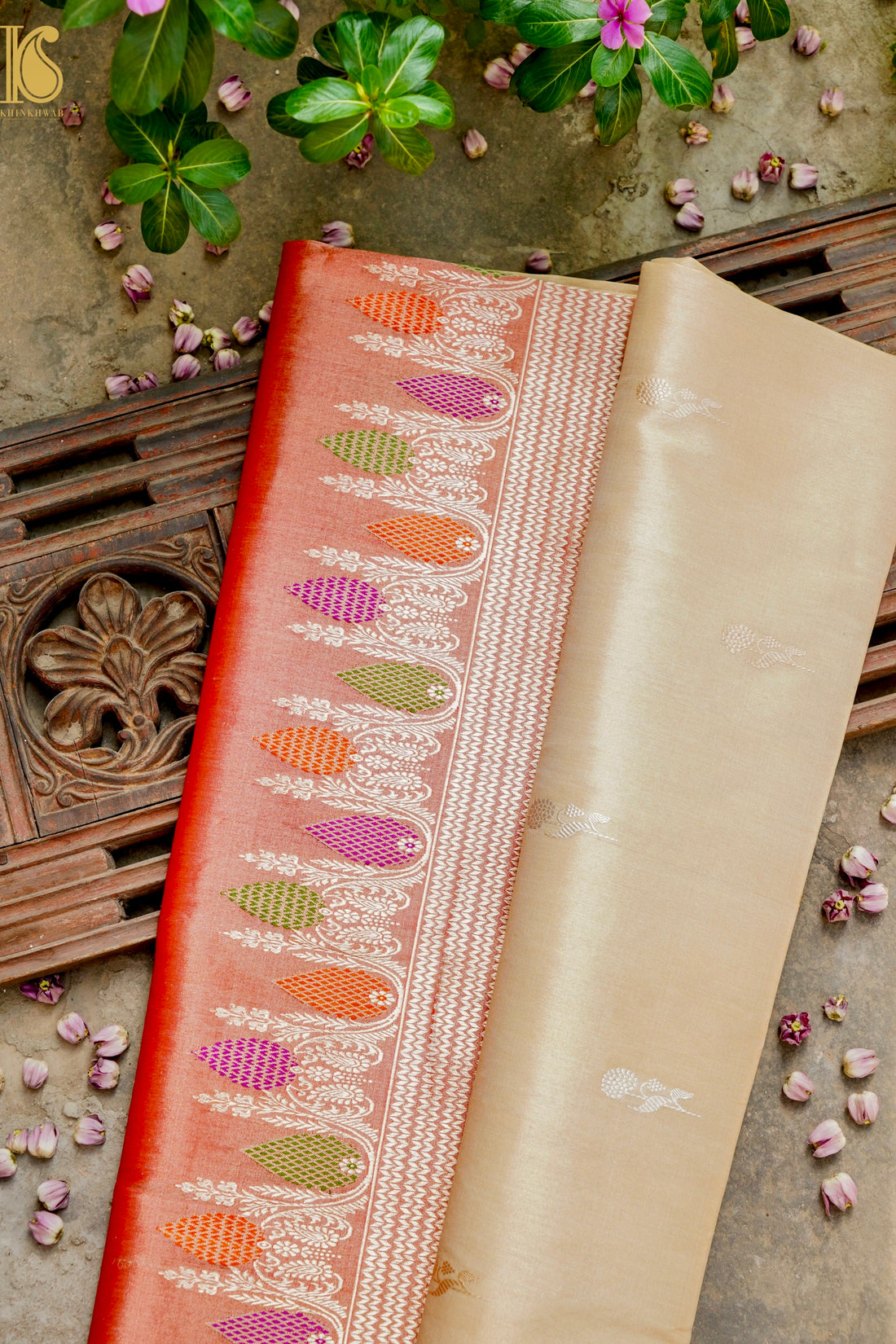 Pure Banarasi Silk by Tissue Saree with Kadwa Border