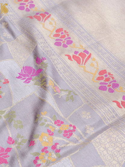 Handloom Banarasi Pure Kora Ektara Kadwa Meenakari Saree