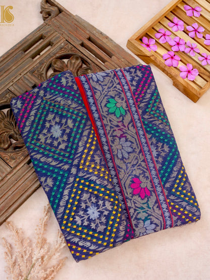 Neelambari Handloom Banarasi Real Silver Zari Cotton Saree