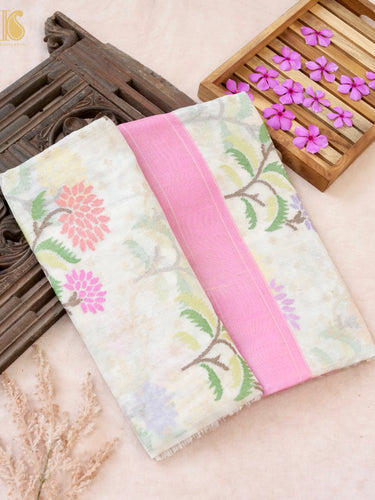 Handloom Banarasi Real Silver Zari Kora Saree