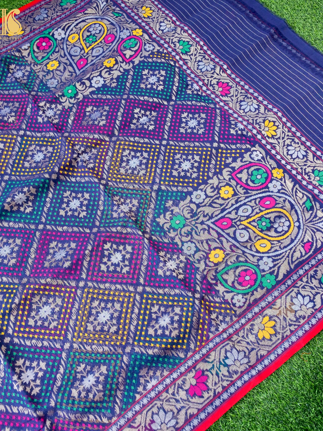 Neelambari Handloom Banarasi Real Silver Zari Cotton Saree