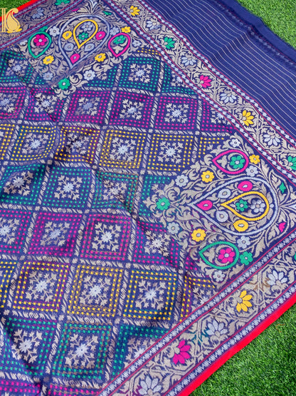 Neelambari Handloom Banarasi Real Silver Zari Cotton Saree