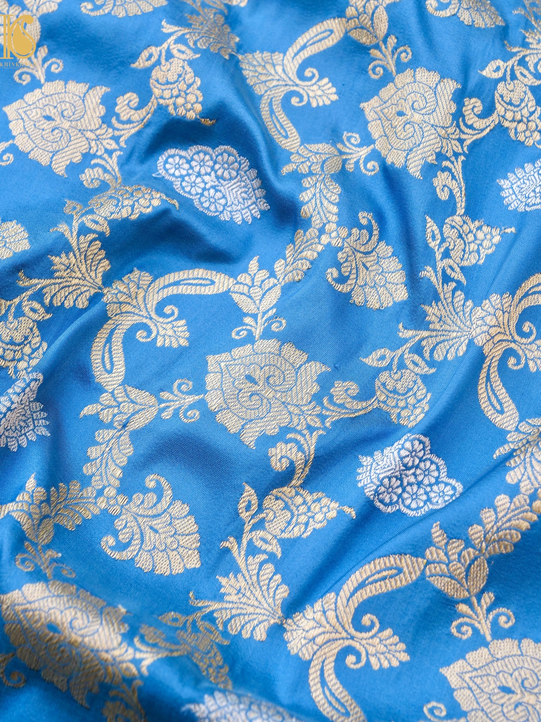 Banarasi Handloom Pure Katan Silk Kadwa Blue Saree