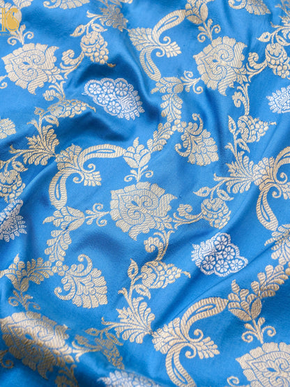 Banarasi Handloom Pure Katan Silk Kadwa Blue Saree